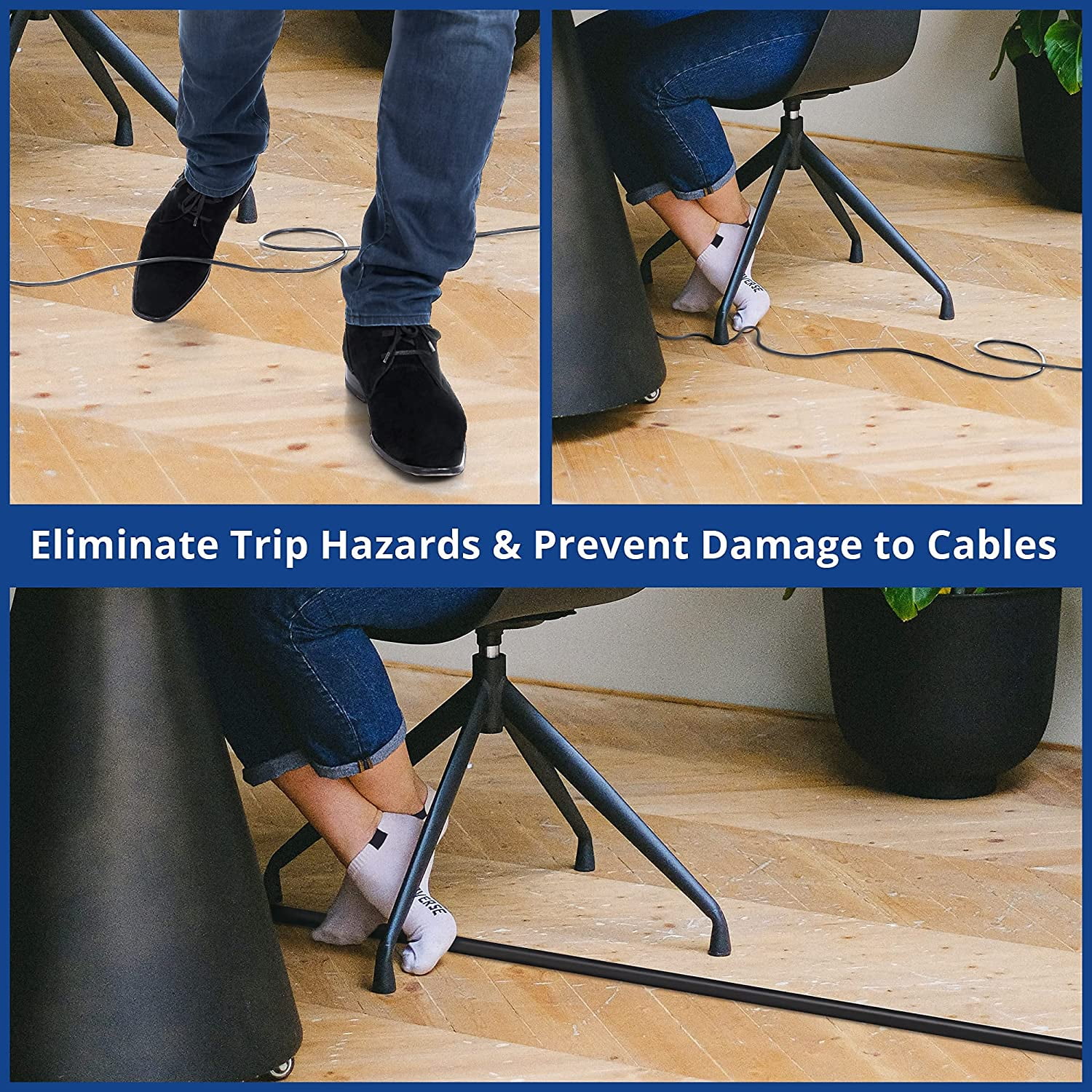 Floor Cord Cover 4Ft Heavy Duty Extension Cord Covers for Floor Cord Hider