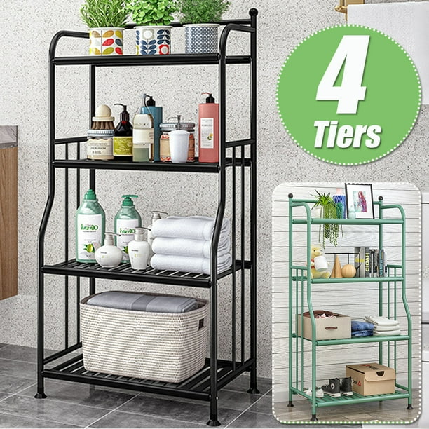 4 5 Tier Iron Shelving Unit Kitchen Storage Rack Organizer Large Capacity Bathroom Bedroom Freestanding Book Shelf Plant Stand With Adjustable Foot Pad Black Green Walmart Com Walmart Com