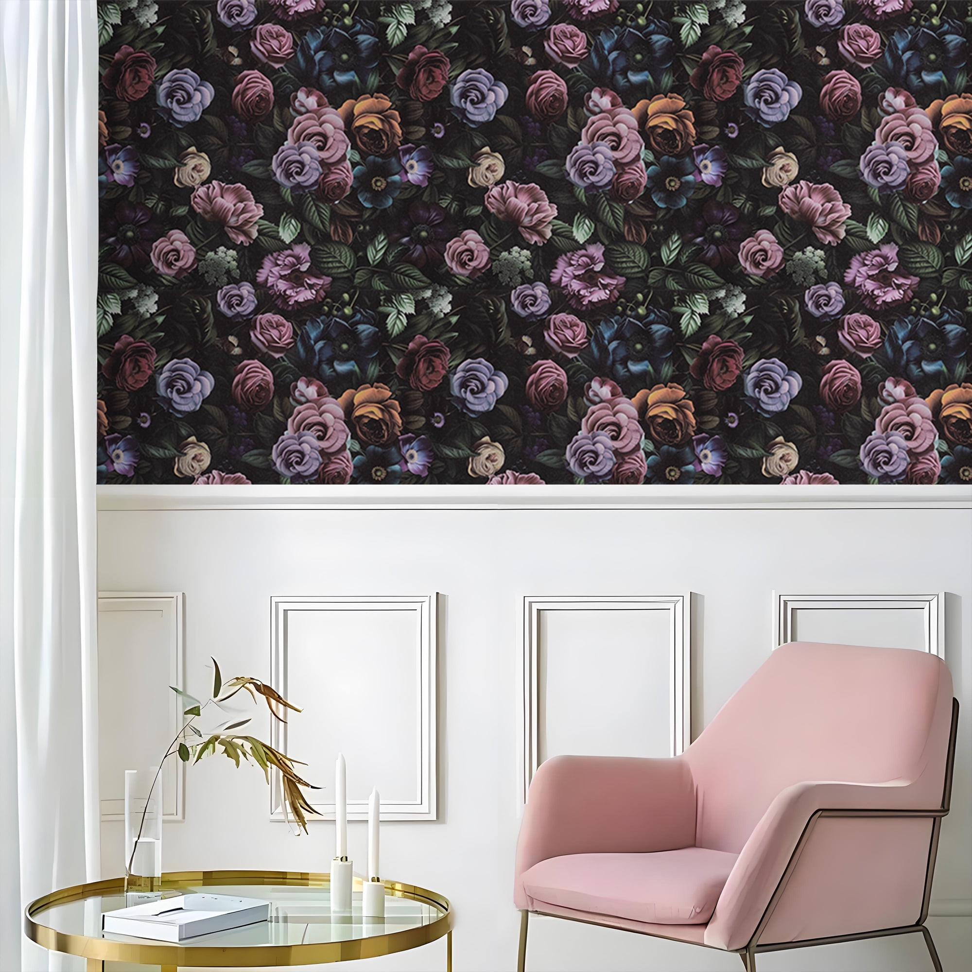 (4 pack) Abyssaly Floral Peel and Stick Wallpaper 17.5-in x 118-in Removable Self-Adhesive Vinyl Wallpaper for Home Decor