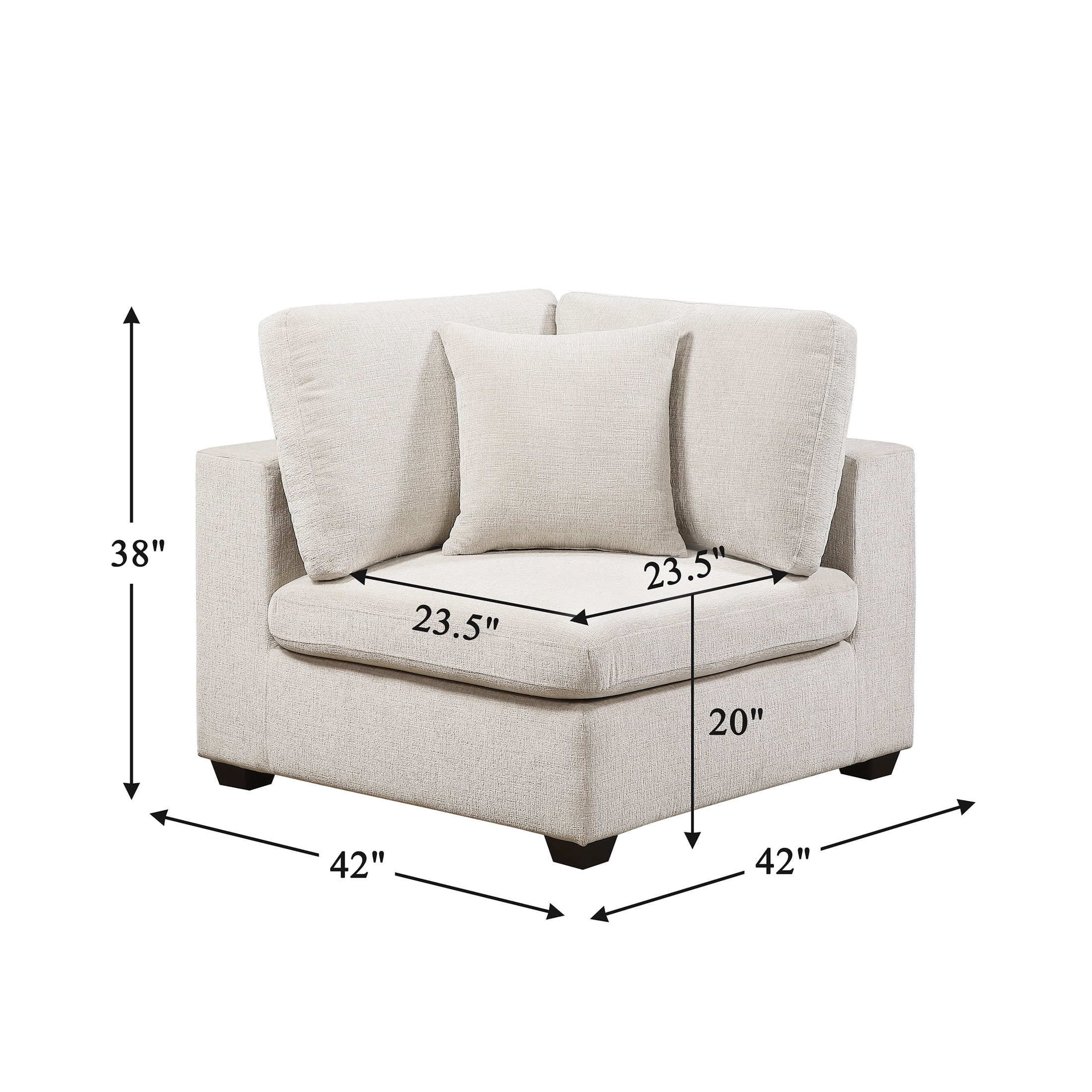 OakvillePark Crestiva Chenille Modular Unit-Corner Seat, Beige