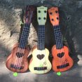 thumbnail image 2 of Children Small Size Musical Instruments Imitated Ukulele Mini Guitar Playing Toy with Four Strings (39cm, Coffee), 2 of 5