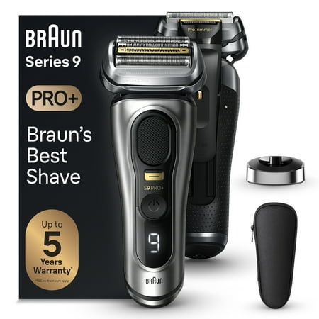 Braun Series 9 PRO+ Wet & Dry Electric Shaver, Charging Stand, 9517s Galvano Silver