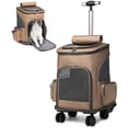 thumbnail image 1 of Wheeled Pet Carrier Backpack Pet Stroller, Travel Carrier, Car Seat for Dogs Cats Puppy, Comfort Cat(Brown) Backpack Removable Rolling Wheels–Mesh Ventilation Windows, 1 of 7