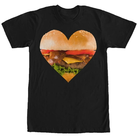 Men's Lost Gods Bacon Cheeseburger Heart Graphic Tee Black X Large