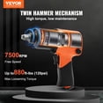thumbnail image 2 of Llave neumática VEVOR 1/2 Drive 880 pies-libras de torque 7500 RPM, 2 of 9