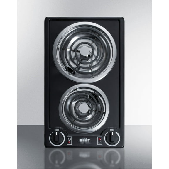220V 2-burner coil cooktop in black, made in the USA
