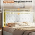 thumbnail image 2 of Merluxy Twin Size Bed Frame with Led Lights Headboard, Acrylic Mirror Accents, No Box Spring Needed, Velvet Upholstered White, 2 of 9