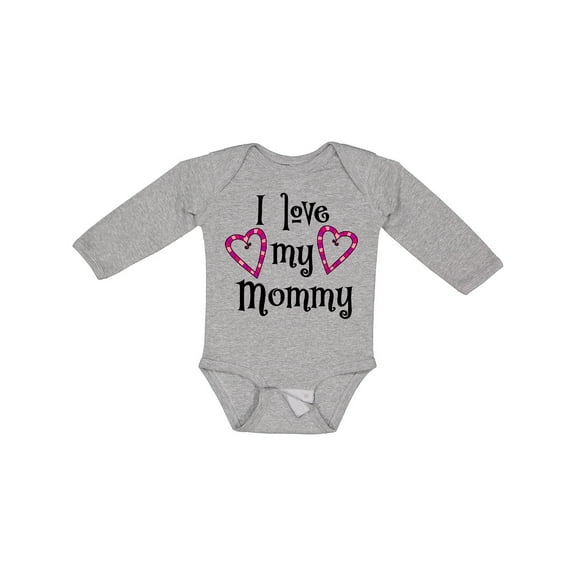 Inktastic I Love My Mommy- Hearts Boys or Girls Long Sleeve Baby Bodysuit