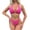 Hot Pink, variant on WREESH Women's Solid Color Split Swimsuit - Fashion Love Bikini Two-Piece Set for Beach Vacation Beige