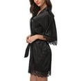 thumbnail image 2 of Women Lingerie Robe Satin Lace Trim Sexy Kimono Robes with Ties, 2 of 2