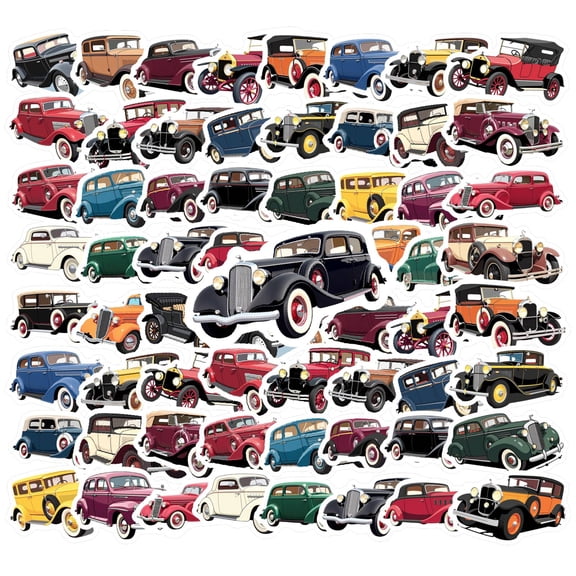 35pcs Retro Stickers Stationery Vintage Stickers Cars Decals for Guitar Laptop Suitcase