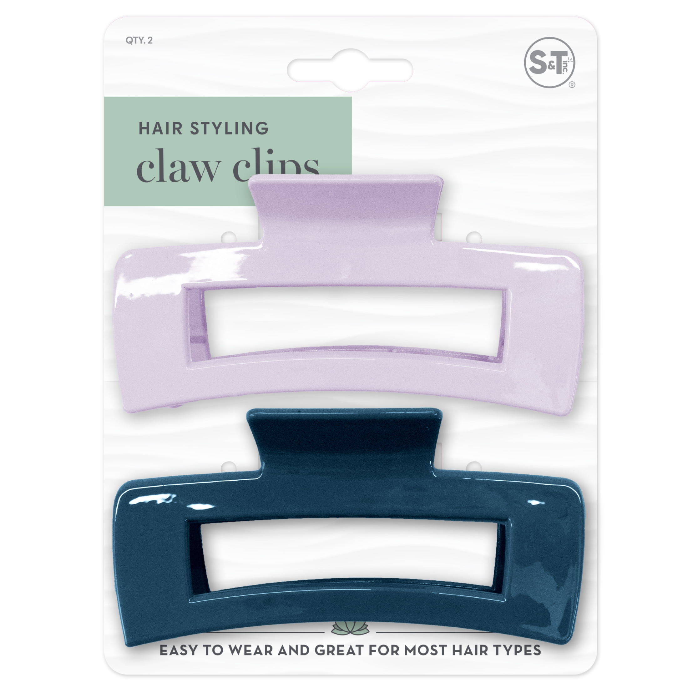 scunci, Open Cut Rectangular Claw Clip, Multicolor 3ct, Unisex