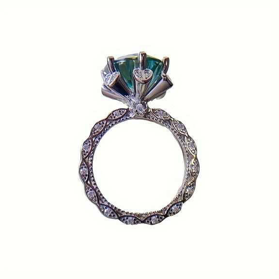 5 Carat 925 Silver Green Moissanite Engagement Ring for Women, Family Friend Birthday Wedding