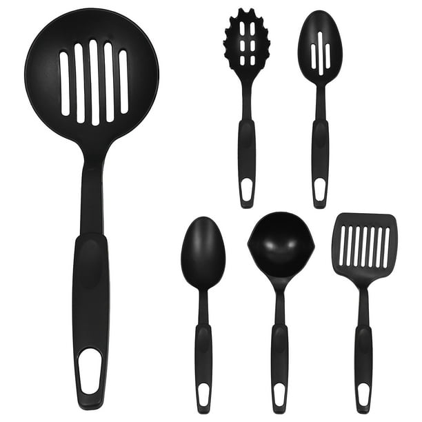 Juego de utensilios de cocina de nailon, 6 uds., incluye cuchara, espátula y cucharón, utensilio de cocina resistente al calor, accesorio para cocinar y servir