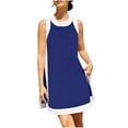 thumbnail image 1 of Vestido de Verano de Manga Corta de las Mujeres Cuello Redondo Cuello en V Sólido Casual Mini Patinador Vestido de Dos Piezas, Falda de Verano Corta, 1 of 7