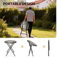 thumbnail image 5 of Ktaxon Foldable 23.6" Ratten Patio Side Table with Tempered Glass Top, Folding Sofa End Table with Wicker Decorations for Lawn Garden Balcony Porch Deck Pool (Round, Brown), 5 of 9