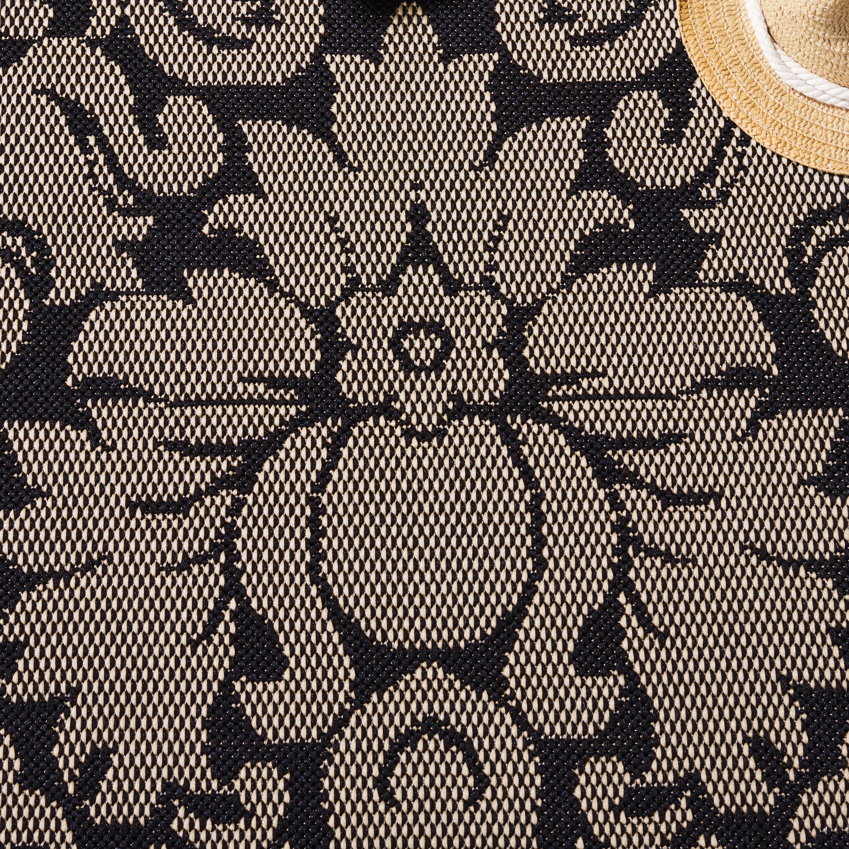Safavieh Courtyard Dani Bordered Indoor/Outdoor Runner Rug, Black/Sand, 2'3" x 12'
