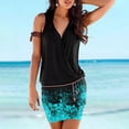thumbnail image 2 of Pompotops Robe d'Été Décontractée Sans Manches Croisée Col en V Mini Robe de Plage, 2 of 3