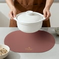 thumbnail image 4 of Oval Placemats Set of 4 Vinyl Placemats for Kitchen Dining Washable Heat Resistant Table Placemats Wipeable Table Mat Brownish 17.7x11.8inch, 4 of 6
