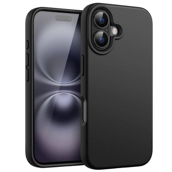 JETech Liquid Silicone Case for iPhone 16 6.1-Inch, Silky Soft Touch Full-Body Protective Phone Case, Anti-Scratch Shockproof Cover with Microfiber Lining (Black)