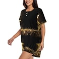 thumbnail image 2 of Rateoe Gold Glittering Stars Pattern Women's Short-Sleeved Pajama Set - 2 Piece Soft and Lightweight Sleepwear Set-Small, 2 of 7