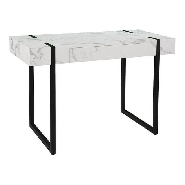 Meubles SEI Rangley Bureau Moderne en Noir avec Faux Marbre Blanc