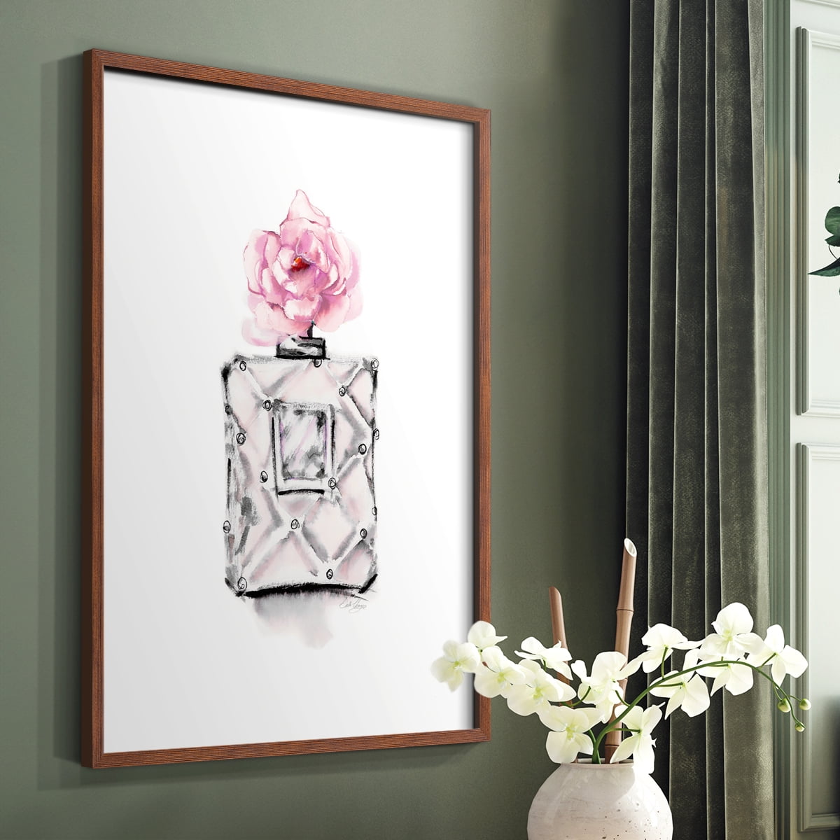 Perfume Bottle in Brown Solid Wood 8 x 10 Framed Print