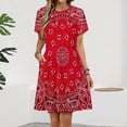 thumbnail image 2 of Bandana - Red Art Sundress Short Sleeve Dress Summer Women Clothes Dress for Women Dresses, 2 of 7
