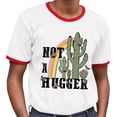 thumbnail image 2 of Not a Hugger Ringer Tee Shirt Unisex Medium White/Red, 2 of 5