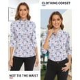 thumbnail image 5 of Women’s 3/4 Sleeve Ruffle Collar Polo Shirt UV Protection Button Up Golf Top Business Casual Dress Shirt Lightweight Tennis Blouse, 5 of 8