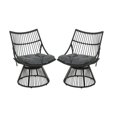 thumbnail image 2 of GDF Studio Apulia Outdoor Wicker High-Back Chair, Set of 2,Grey, 2 of 12