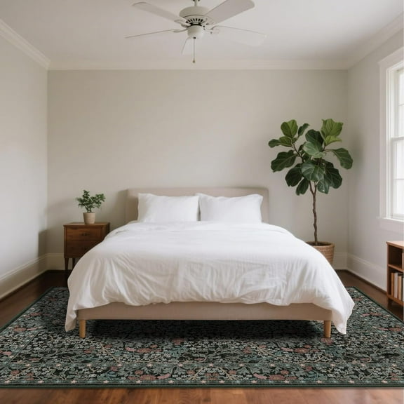 Shinefly 8x10 Washable Area Rug - Dark Green