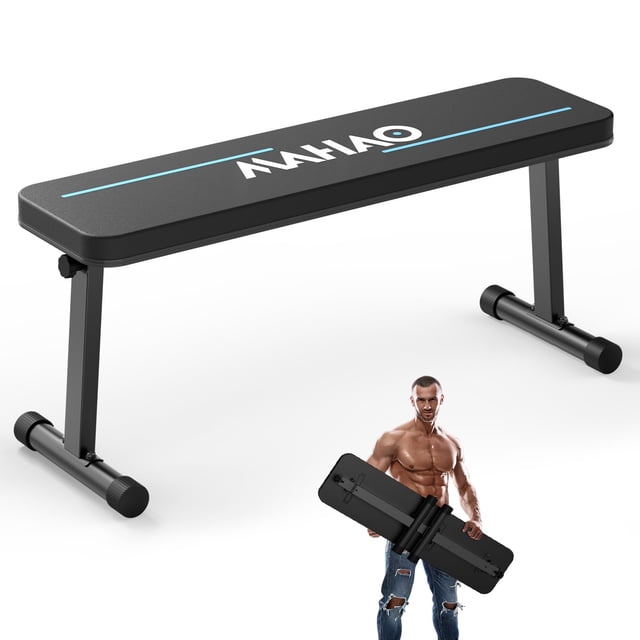 Banco de pesas plano MAHAO plegable para gimnasio en casa, capacidad de 300 kg