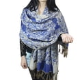 thumbnail image 2 of Yesbay Women's Retro Flower Pattern Tassels Scarf, Dark Blue, 2 of 8