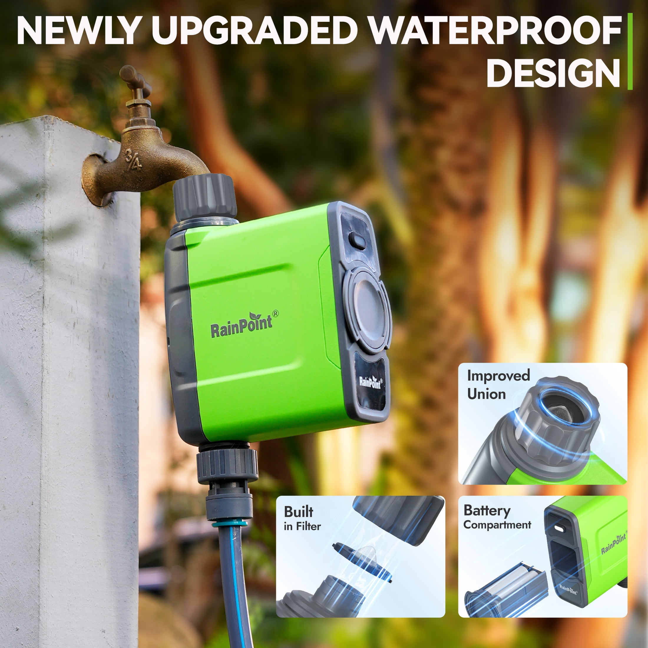 RainPoint Wi-Fi 1-Zone Sprinkler Timer with Hub, Outdoor Sprinkler Controller System with APP Remote Control, Smart Water Hose Timer for Garden Yard