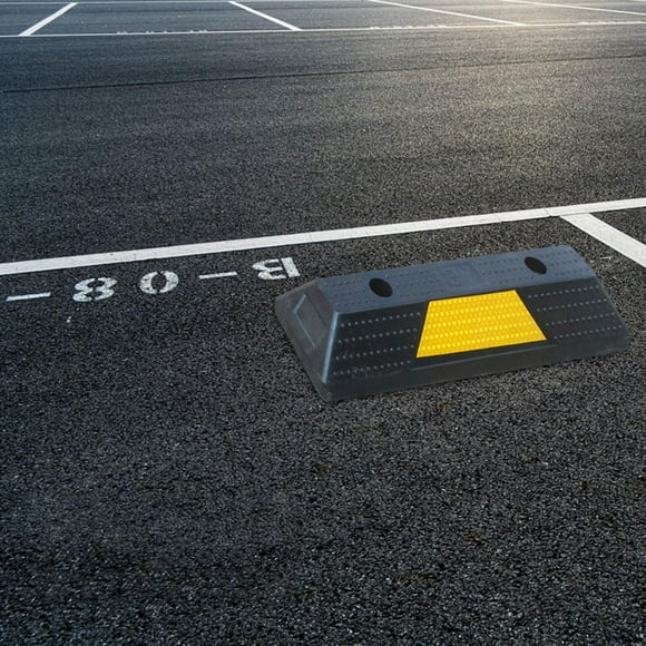 Ximing Parking Curb Wheel Stop Stopper Yellow Reflective Stripe Load Capacity 12 Tons Accessories for Garage Parks 21.2x5.9x3.5inch