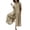 Khaki, variant on Women Linen Button Down Long Sleeve Wide Leg Jumpsuit Beach Palazzo Fashion Pants