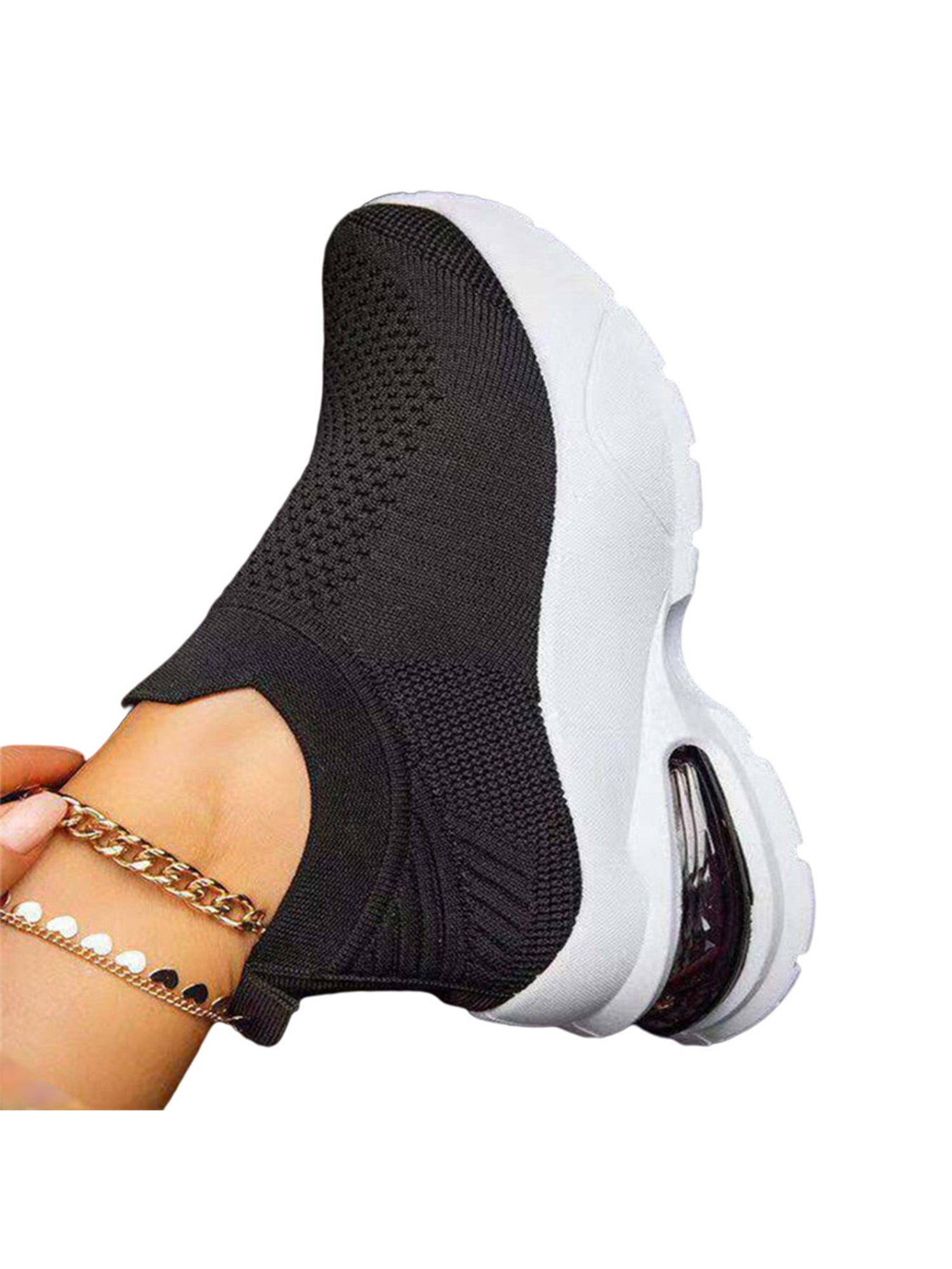 womens black sock trainers