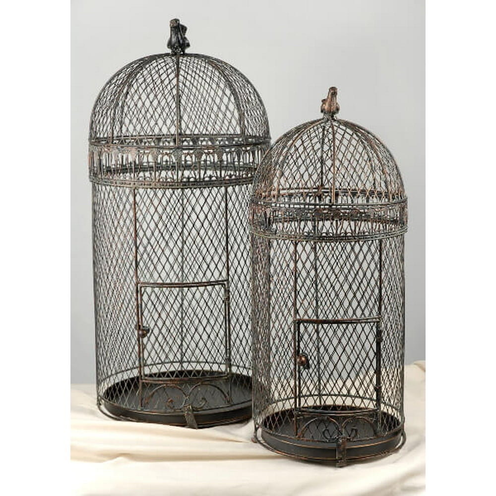 Large Wired Bird Cages (Set of Two) 30in. & 25in. Largest Cage 30in