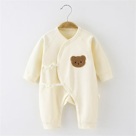 

Gubotare Winter Rompers Baby Boy Organic Cotton Baby Boy Girl Zip up Sleep N Play Footless Long/Short Sleeve Yellow 3-6 Months