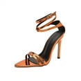 thumbnail image 7 of KBODIU Women's Heels, Women Stiletto High Heels Sandals Casual Cross Straps Buckle Super High Heels Pointed Toe Solid Color Sandals Stilettos Wedding Heels Prom Heels Heeled Sandals Gold 38, 7 of 7