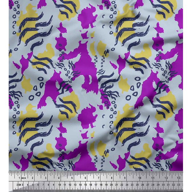 Soimoi Purple Cotton Voile Fabric Leopard & Wild Animal Skin Printed Fabric 1 Yard 56 Inch Wide