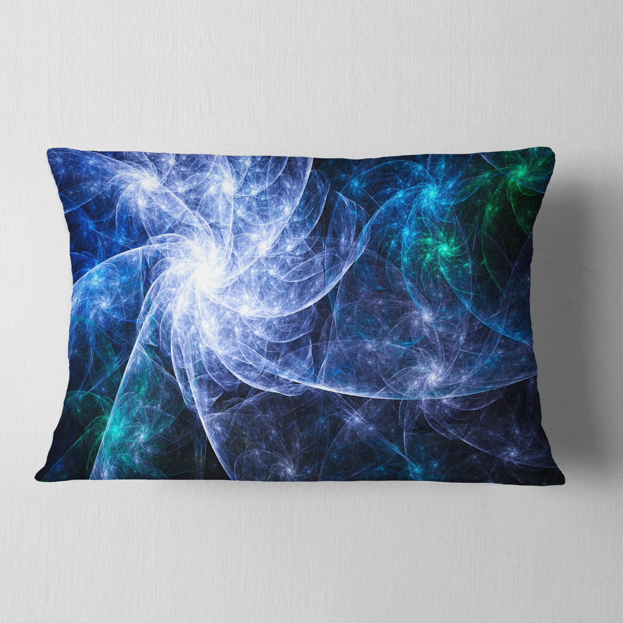 Designart Blue Fractal Star Pattern - Abstract Throw Pillow - 12x20