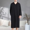 thumbnail image 2 of VNKIDY Men's Loungewear Solid Color Full Length Robe With Hood Long Sleeves Front Zipper Soft Nightrobe For Nightwear and Loungewear Classic Homewear, 2 of 7