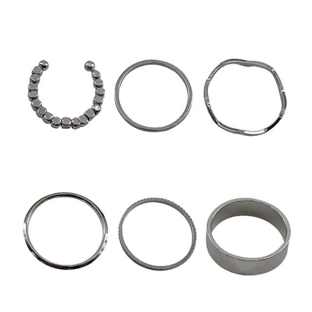 6PCS Finger Knuckle Rings Unisex Decorative Joint Nail Rings Plain Band Rings