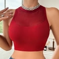 thumbnail image 6 of Women Sexy Tank Tops Fishnet Hollow Out Sports Off Shoulder Crop Top Female Outwear Stretch Comfortable Casual Tanks Chic Vest, 6 of 8