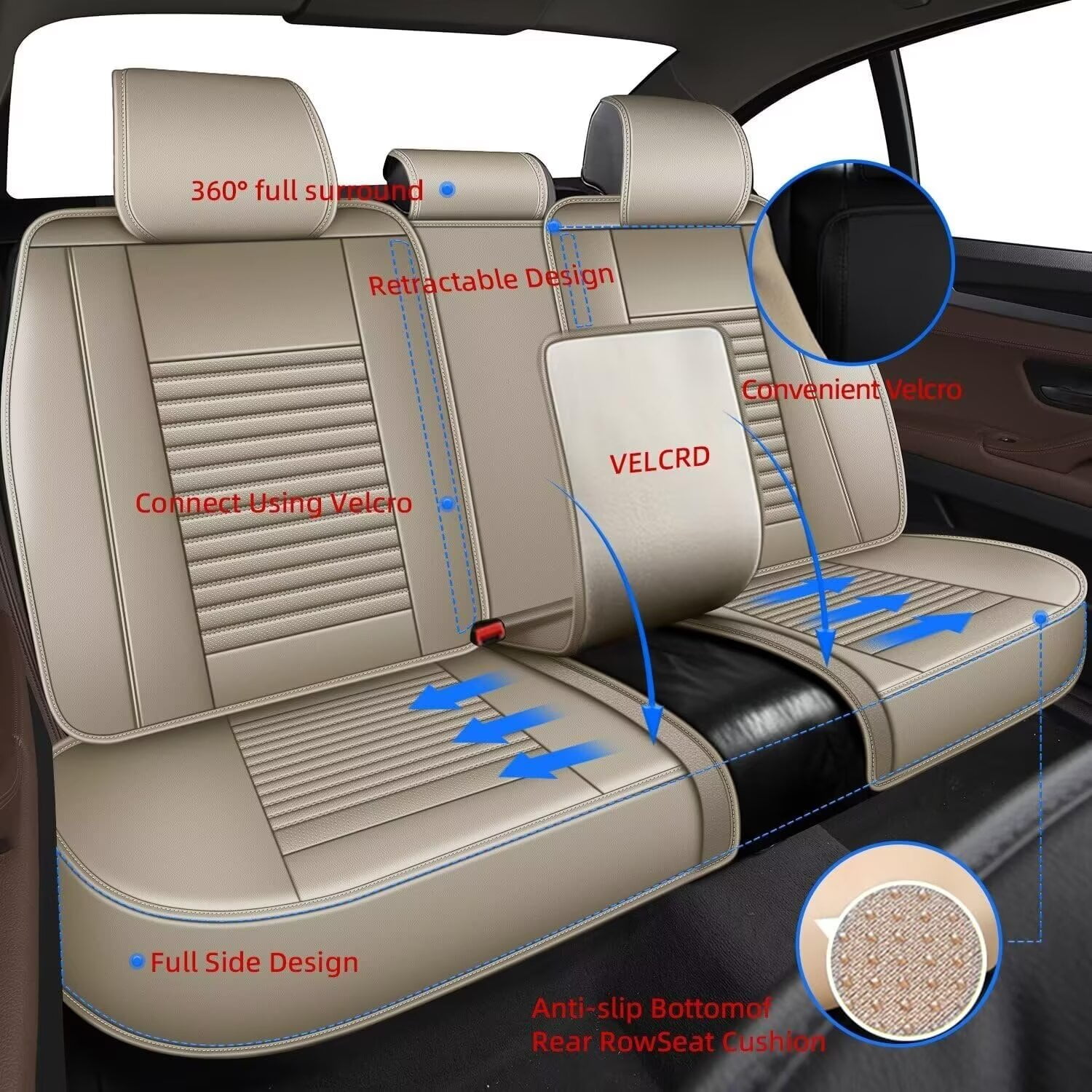 DIKSOAKR Car Seat Covers for Toyota Camry 2012-2024 2025 Full Set Faux Leather Seat Covers Breathble Waterproof (2 Row 5 Seat, Beige)