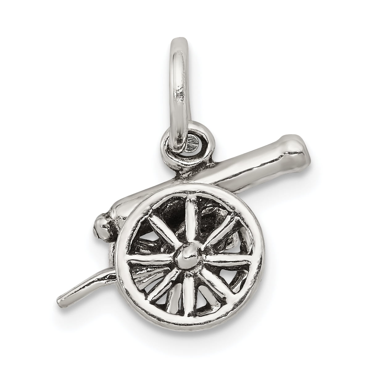 925 Sterling Silver Antiqued Cannon Charm and Pendant