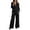Black, variant on Women's Contrast Trim Blazer 2 Piece Suit Set,Notched Lapel Long Sleeve Jacket with Wide Leg Pants Business Outfit,Sky Blue Women's S-XXXL