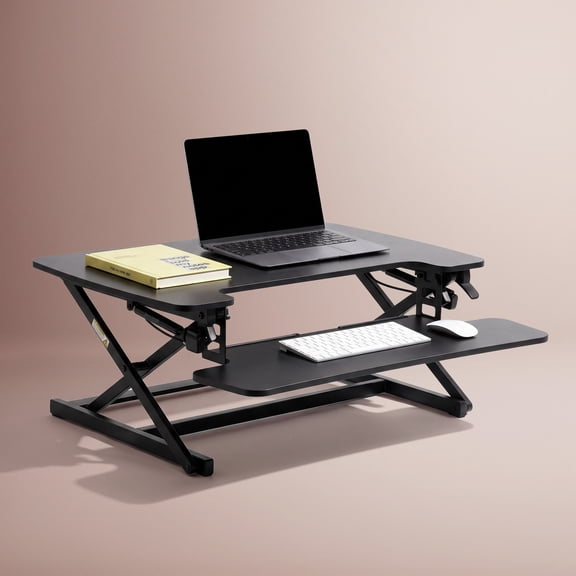Millwork Holdings Co True Seating Ergo Standing Desk Converter with Keyboard Tray, Dual Monitor Laptop Riser Height Adjustable Tabletop Workstation